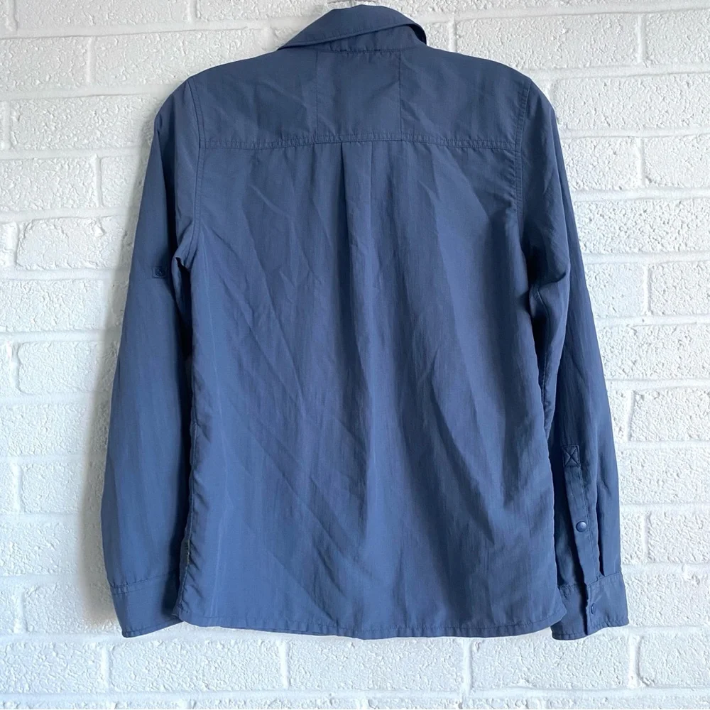 REI Co-op Kids' Sun Shirt Long Sleeve Blue Nylon Large ( 14-16) Gorpcore Button